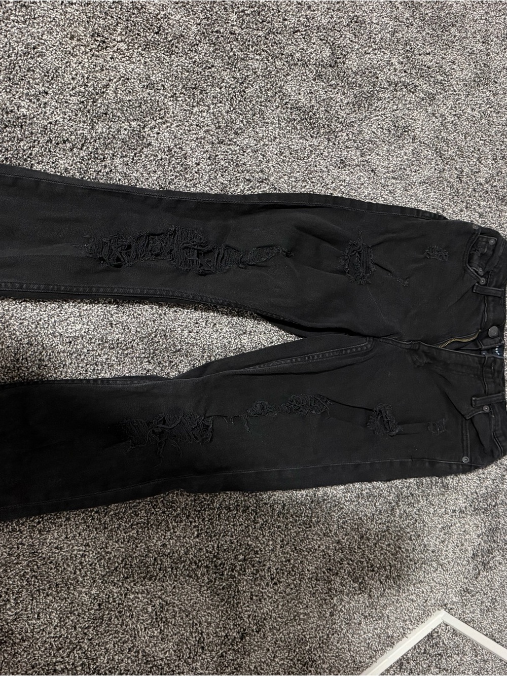 Black Distressed Mom Jeans